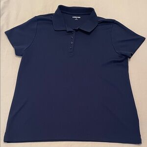 Lands' End Women Classic Navy Button Down Shirt SzL Normcore Minimalist Career
